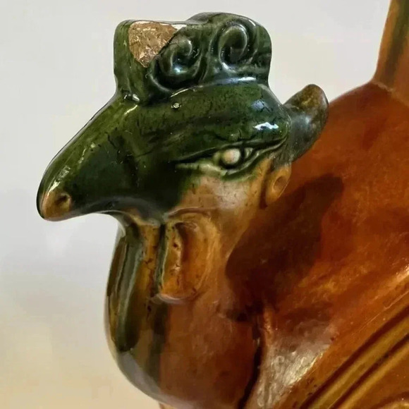 Antique Chinese Possible Tang Sancai Porcelain Pottery Phoenix Decorative Jar - Picture 8 of 16
